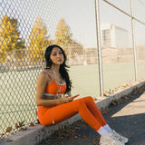 Fancy FitFlow Double Layered Athletic Bra - Orange/White