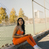 Fancy FitFlow Double Layered Athletic Bra - Orange/White