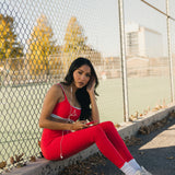 Fancy FitFlow Double Layered Athletic Bra - Red/Powder Blue