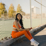 Fancy FitFlow Double Layered Athletic Bra - Orange/White