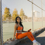 Fancy FitFlow Double Layered Athletic Bra - Orange/White