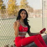 Fancy FitFlow Double Lined Leggings - Red/Powder Blue