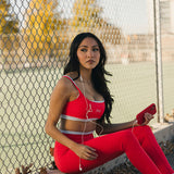 Fancy FitFlow Double Layered Athletic Bra - Red/Powder Blue