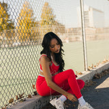 Fancy FitFlow Double Lined Leggings - Red/Powder Blue