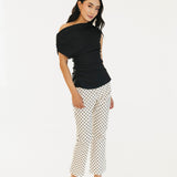 Virgina Polka Dot High Waisted Pants - White