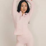 Fancy Fit Flow Front Zip Jacket -  Pale Pink