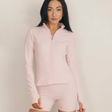 Fancy Fit Flow Front Zip Jacket -  Pale Pink