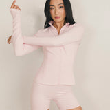 Fancy Fit Flow Front Zip Jacket -  Pale Pink