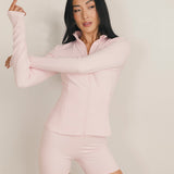 Fancy Fit Flow Front Zip Jacket -  Pale Pink