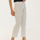 Virgina Polka Dot High Waisted Pants - White