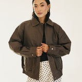 Mallie Faux Leather Jacket - Mocha