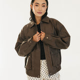 Mallie Faux Leather Jacket - Mocha