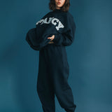 Fancy Fleece Cuffed Leg Sweatpants - Sapphire Navy