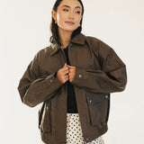 Mallie Faux Leather Jacket - Mocha