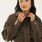 Mallie Faux Leather Jacket - Mocha