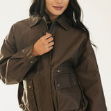 Mallie Faux Leather Jacket - Mocha