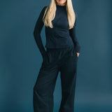 Fancy Fleece Wide Leg Sweatpants - Sapphire Navy