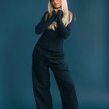 Fancy Fleece Wide Leg Sweatpants - Sapphire Navy