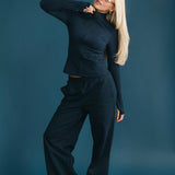 Fancy Fleece Wide Leg Sweatpants - Sapphire Navy