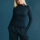 Fancy Fit Flow Front Zip Jacket - Sapphire Navy