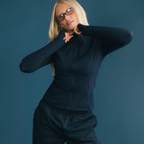 Fancy Fit Flow Front Zip Jacket - Sapphire Navy