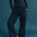 Fancy Fleece Wide Leg Sweatpants - Sapphire Navy