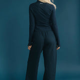 Fancy Fleece Wide Leg Sweatpants - Sapphire Navy