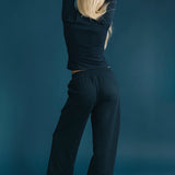 Fancy Fleece Wide Leg Sweatpants - Sapphire Navy