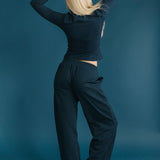 Fancy Fleece Wide Leg Sweatpants - Sapphire Navy