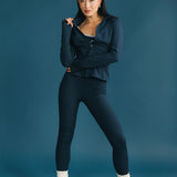 Fancy Fit Flow Front Zip Jacket - Sapphire Navy