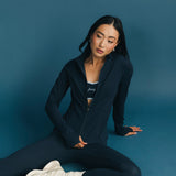 Fancy Fit Flow Front Zip Jacket - Sapphire Navy