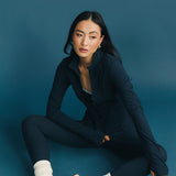 Fancy Fit Flow Front Zip Jacket - Sapphire Navy