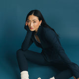 Fancy Fit Flow Front Zip Jacket - Sapphire Navy