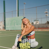 Fancy FitFlow Double Lined Leggings -  Powder Blue/Red