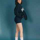 Fancy Oversized Fleece Mockneck - Sapphire Navy