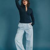 Fancy Fleece Wide Leg Sweatpants - Breeze Blue