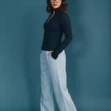 Fancy Fleece Wide Leg Sweatpants - Breeze Blue