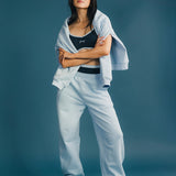 Fancy Fleece Cuffed Leg Sweatpants - Breeze Blue