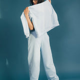 Fancy Fleece Cuffed Leg Sweatpants - Breeze Blue