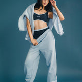 Fancy Fleece Cuffed Leg Sweatpants - Breeze Blue