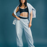 Fancy Fleece Cuffed Leg Sweatpants - Breeze Blue