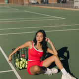 Fancy FitFlow Double Layered Tank - Red/Powder Blue