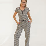 Charlie Striped Knit Pants - Charcoal