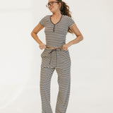 Charlie Striped Knit Pants - Charcoal