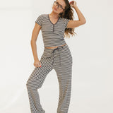 Charlie Striped Knit Pants - Charcoal