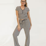 Charlie Striped Knit Pants - Charcoal