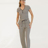 Charlie Striped Knit Pants - Charcoal