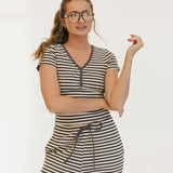 Charlie Striped Knit Pants - Charcoal