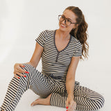 Charlie Striped Knit Pants - Charcoal