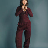 Fancy Fleece Cuffed Leg Sweatpants - Merlot